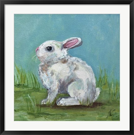 Framed White Bunny Print