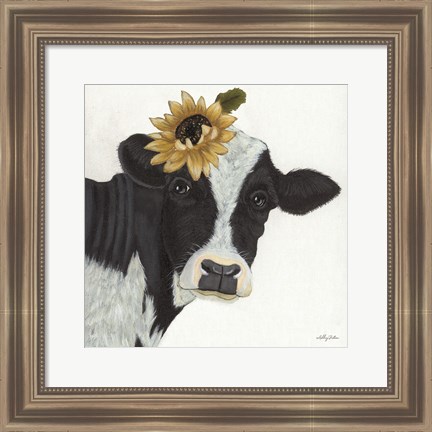 Framed Sunflower Cow Print