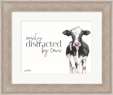 Framed Easily Distracted by Cows Print