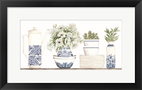 Framed Chinoiserie Shelf I Print