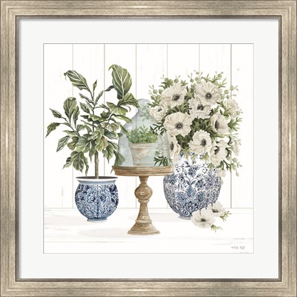 Framed Chinoiserie Florals I Print