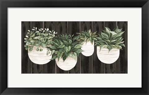 Framed Potted Plants on Barnwood Print