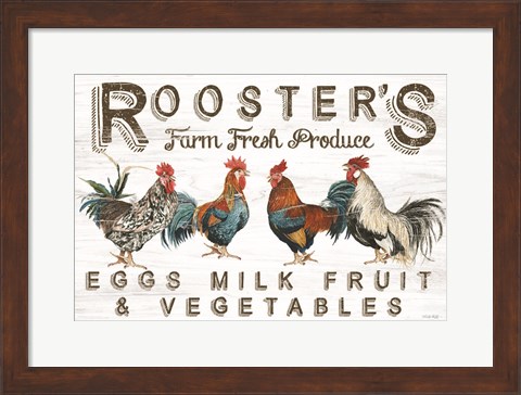 Framed Rooster&#39;s Farm Fresh Produce Print