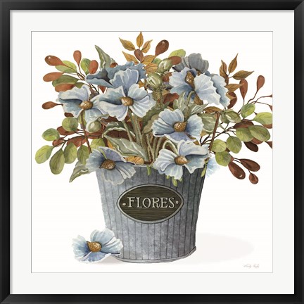 Framed Blue Spice Floral Print