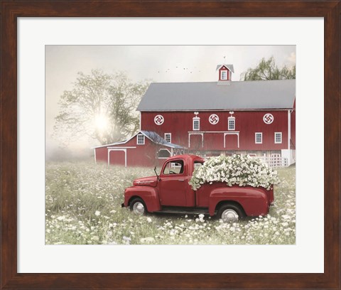 Framed Red and White Delight Print