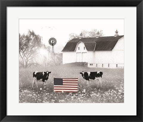 Framed Patriotic Cows Print