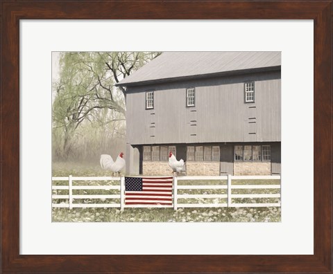 Framed Patriotic Roosters Print