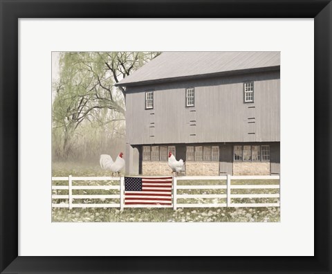 Framed Patriotic Roosters Print