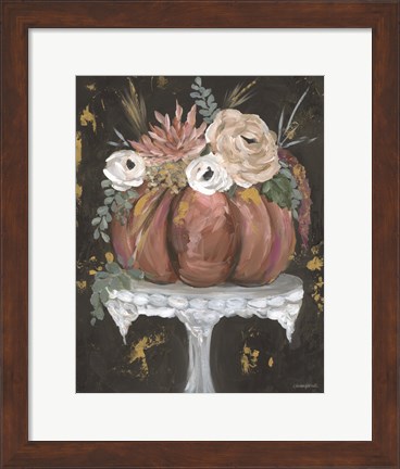 Framed Boho Pumpkin on Pedestal Print