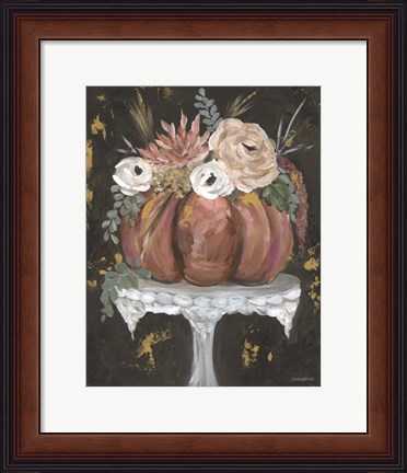 Framed Boho Pumpkin on Pedestal Print