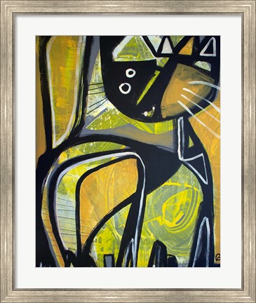 Framed One Yellow Cat Print