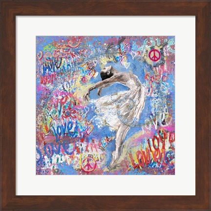 Framed Graffiti Ballerina 1 Print