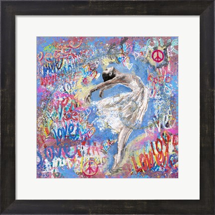 Framed Graffiti Ballerina 1 Print