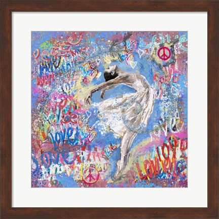 Framed Graffiti Ballerina 1 Print