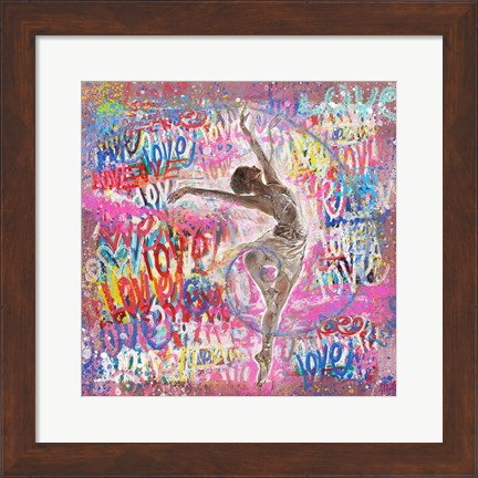 Framed Graffiti Ballerina 2 Print