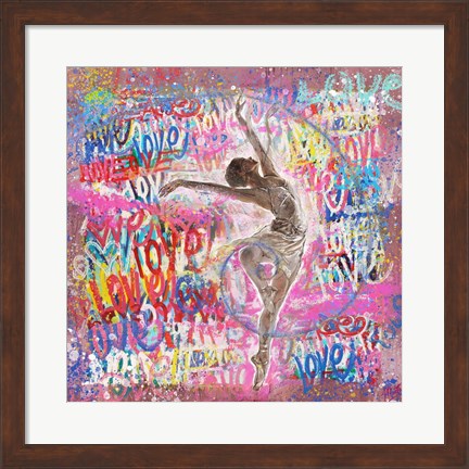 Framed Graffiti Ballerina 2 Print