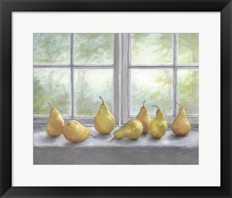 Framed Pears on a Window Sill Print