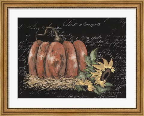 Framed Scripty Sunflower with Pumpkin Print