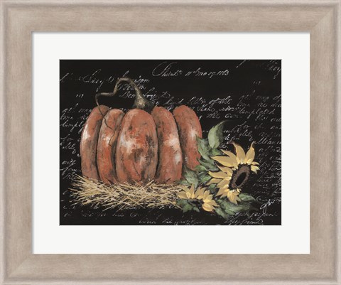 Framed Scripty Sunflower with Pumpkin Print