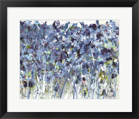 Framed Wildflowers in Blue Print