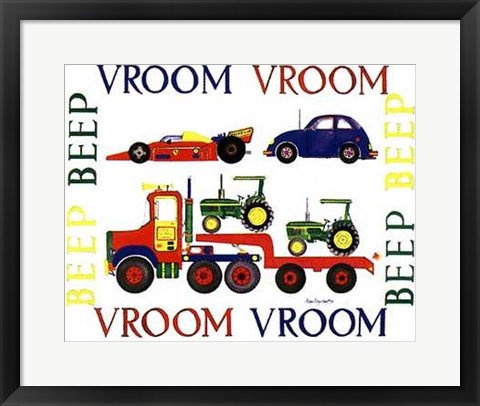 Framed Vroom Vroom Beep Beep Print