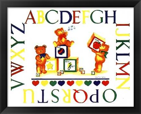 Framed Alphabet Block Bears Print