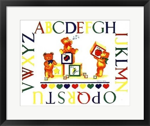 Framed Alphabet Block Bears Print