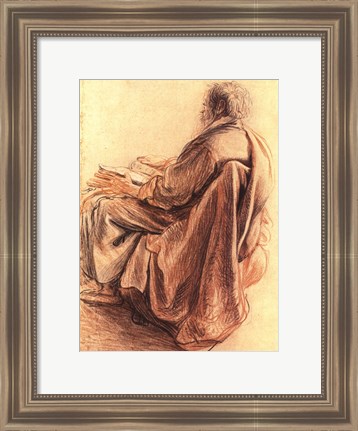 Framed Sepia Man Reading Print