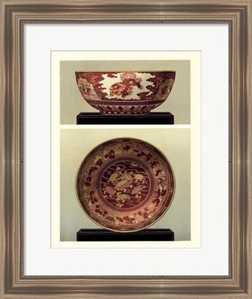 Framed Oriental Bowl and Plate I Print