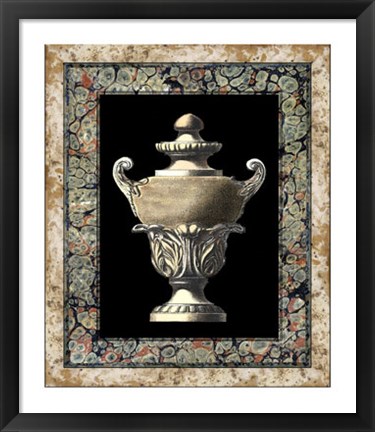 Framed Urn on Marbleized Background I Print