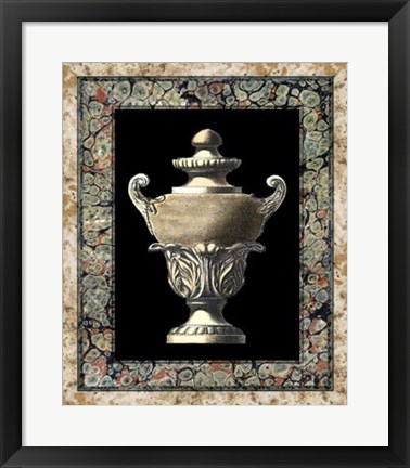 Framed Urn on Marbleized Background I Print