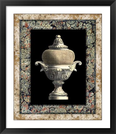 Framed Urn on Marbleized Background II Print