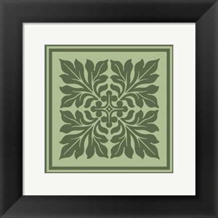 Framed Tonal Woodblock in Green II Print