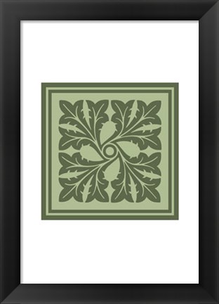 Framed Tonal Woodblock in Green III Print