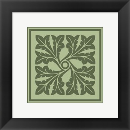 Framed Tonal Woodblock in Green III Print