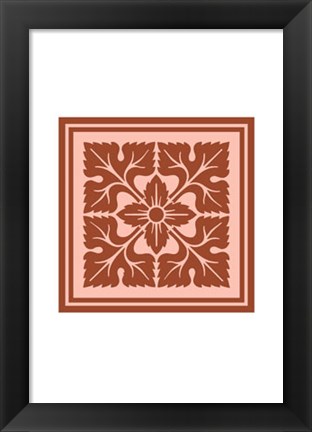 Framed Tonal Woodblock in Coral IV Print