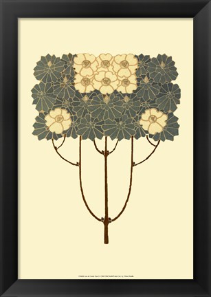 Framed Arts and Crafts Tree I Print