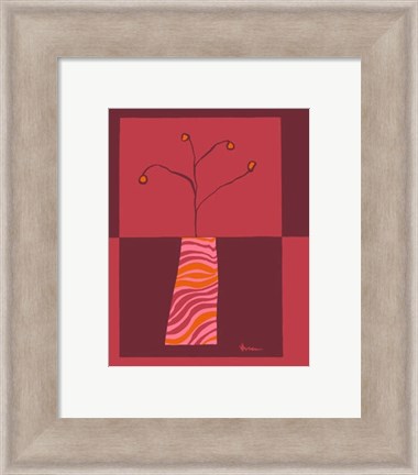 Framed Minimalist Flowers in Orange I Print