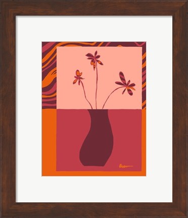 Framed Minimalist Flowers in Orange III Print