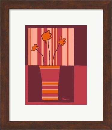 Framed Minimalist Flowers in Orange IV Print