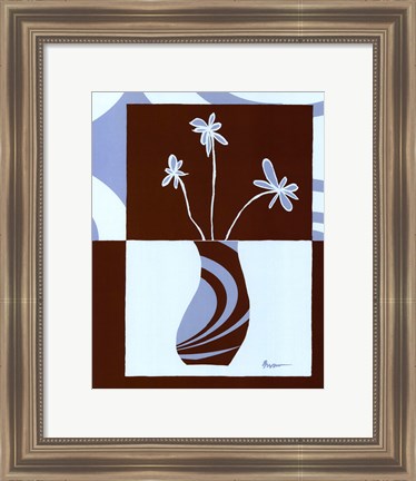 Framed Minimalist Flowers in Blue IV Print