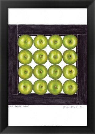 Framed Green Apples Cubed Print