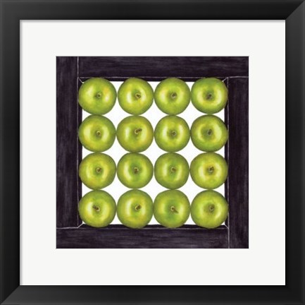 Framed Green Apples Cubed Print