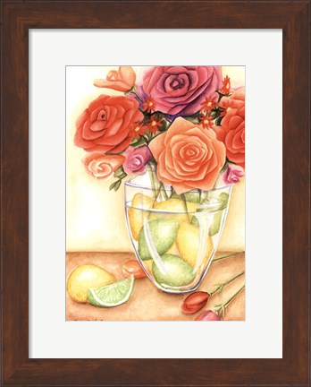 Framed Fresh Fruit &amp; Flowers I (PT) Print