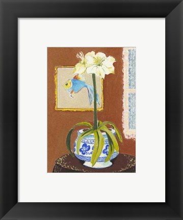 Framed Fish with Blue Porcelain Print