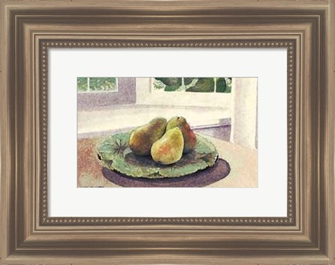 Framed Still Life with Pears in a Sunny Window Print