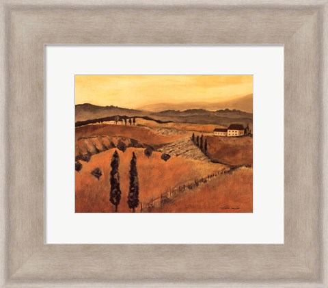 Framed Golden Tuscany Afternoon I Print