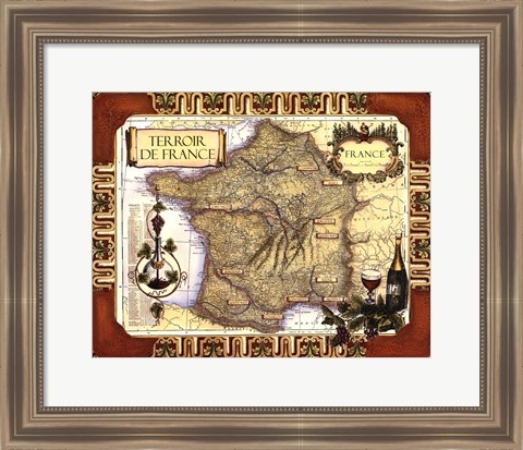 Framed Medium Wine Map (H) II Print