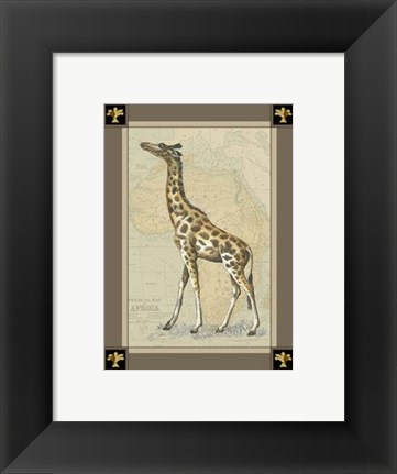 Framed Giraffe with Border I Print