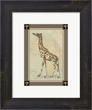 Framed Giraffe with Border I Print
